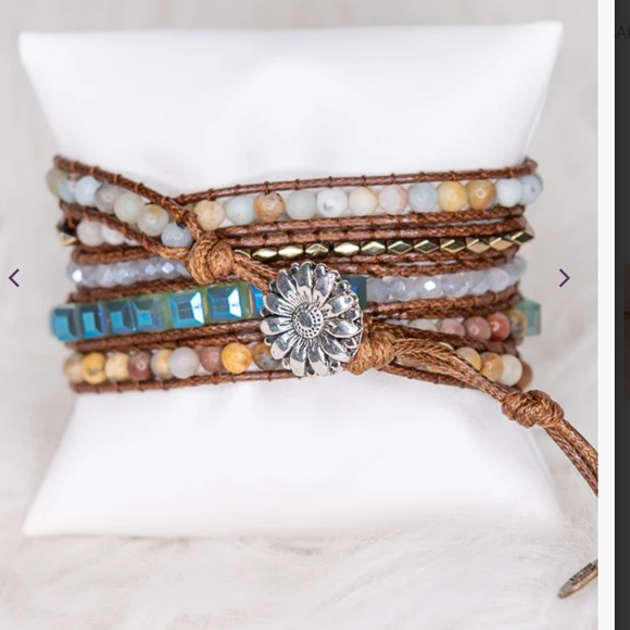 Boho “ Kelly 7 Amethyst Mix “ Vegan Leather Wrap Bracelet with Amethyst Stone - Picture 2 of 2